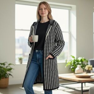 Stylish Houndstooth Coat